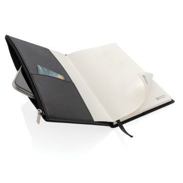 Logo trade business gifts image of: Swiss Peak A5 PU notebook with zipper pocket